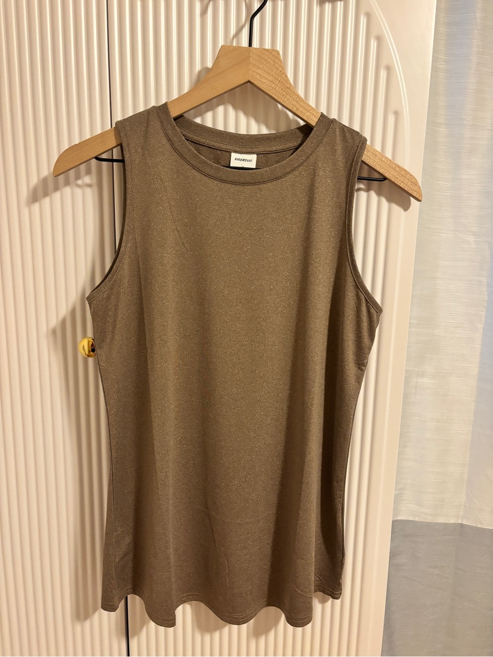 Amazon Sleeveless Knit Tank Top in Olive Brown